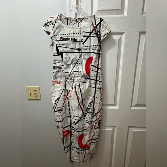 Rundholz cap sleeve midi shift dress XS wearable art - Picture 1 of 5